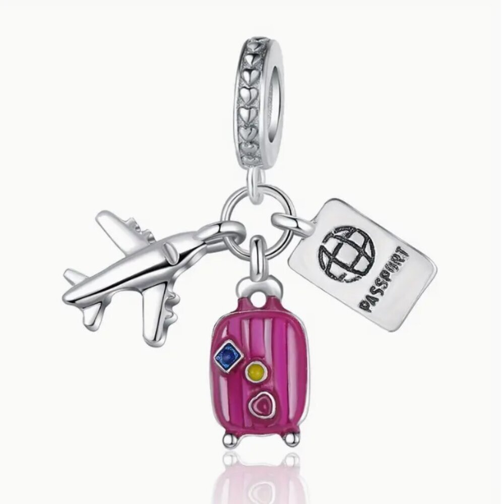 Cute Enamel Travel Airplane Suitcase Dripping Oil Women's Fashion Bracelet Charm